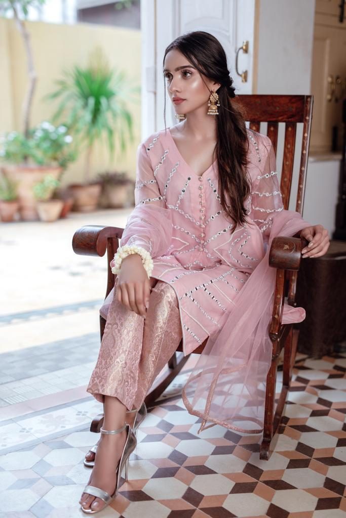 cotton net dress 3 Piece