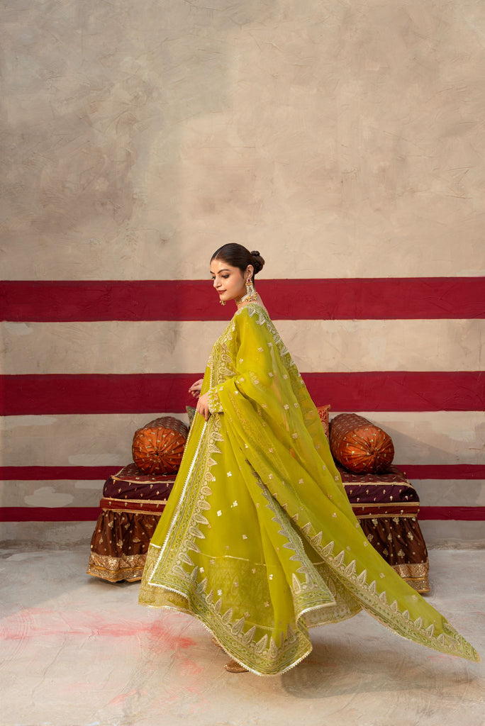 Mehndi Green Pishwas | aghanoorbridal Mehndi Green Pishwas | aghanoorbridal