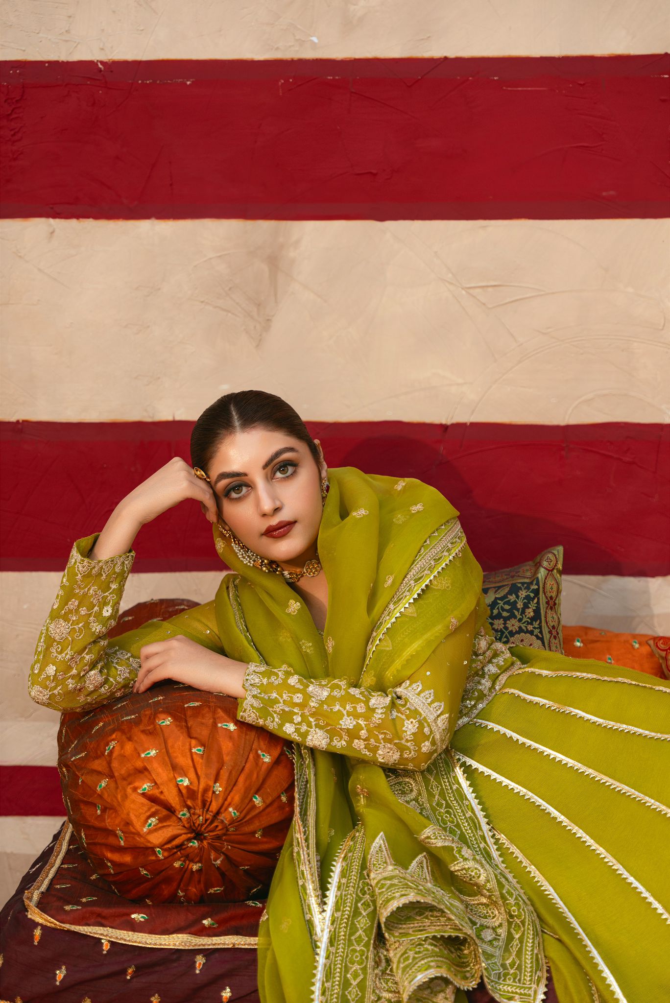 Mehndi Green Pishwas | aghanoorbridal